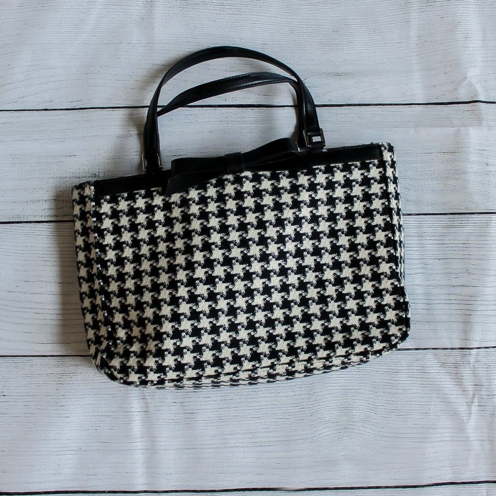 Houndstooth Handbag - B&W Purse - Vintage